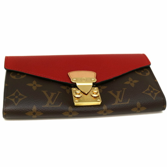 Louis Vuitton Brown Red Wallet Monogram Portefeuille Canvas Pallas - Picture 6 of 6